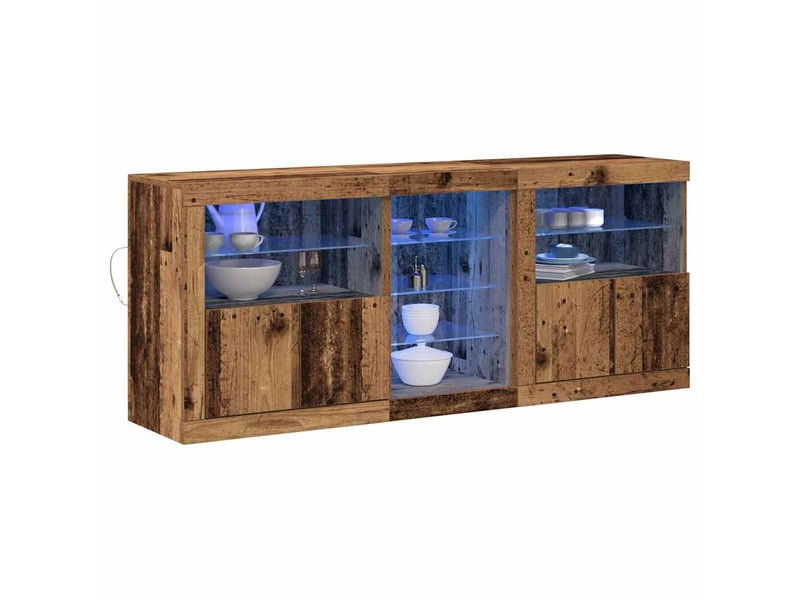  Buffet - bahut - meuble de rangement led bois ancien 162 x 37 x 67 cm bois d'ingénierie  - Conforama C