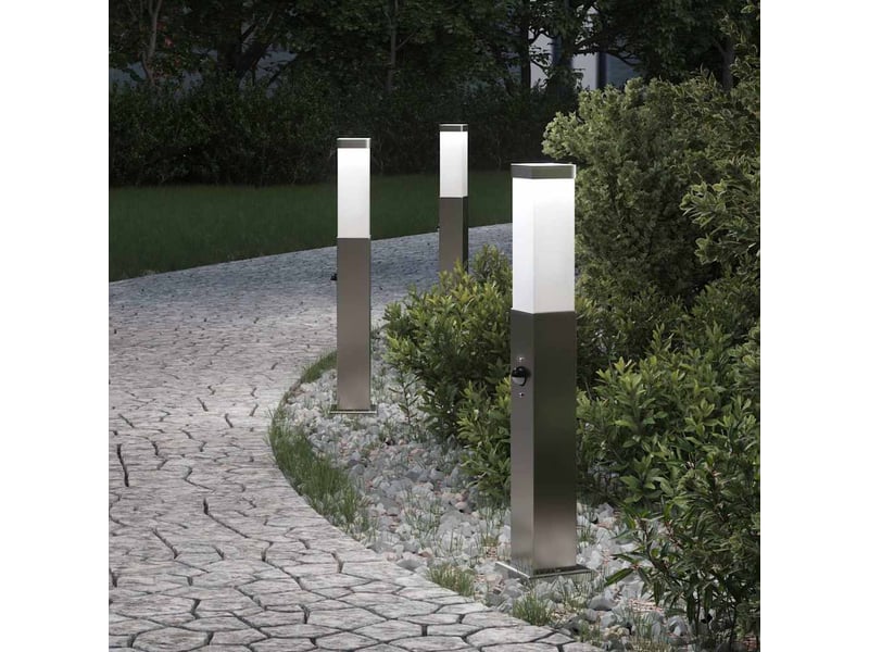 Lot de 3 borne lumineuse avec détecteur 50 cm acier inoxydable ip44 - Conforama B
