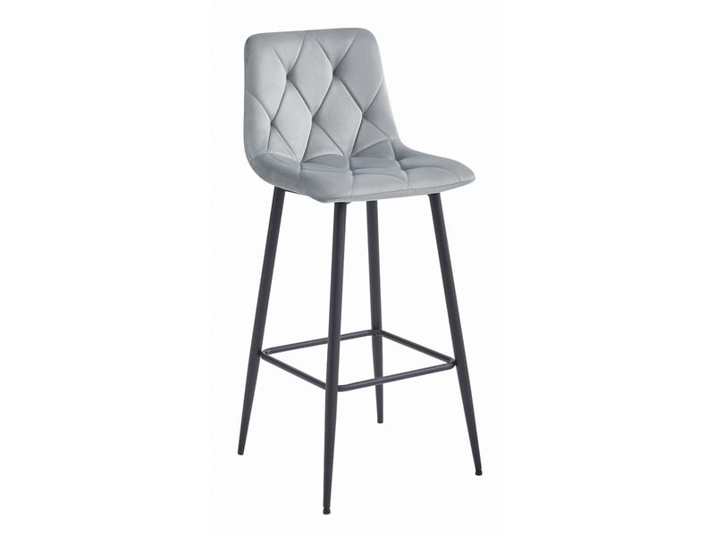 Valora 3 tabourets bar koda velours gris argenté pieds noirs Valora - Conforama B
