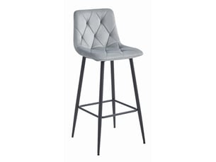 Valora 3 tabourets bar koda velours gris argenté pieds noirs