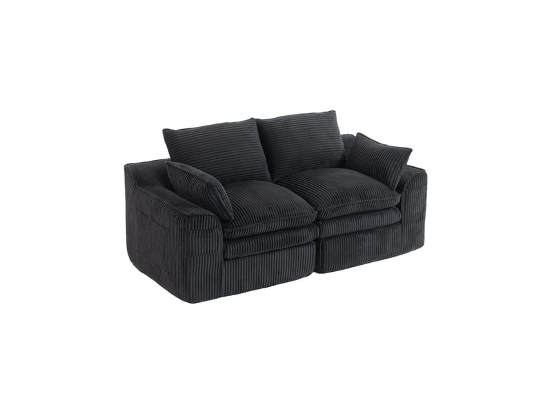  Canapé modulable 2 places en velours côtelé noir 191 x 94 x 85 cm W2845S00365 - Conforama B