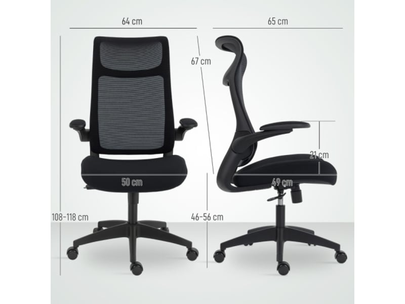  Chaise de bureau ergonomique noire, accoudoirs 3d, dossier s en mesh, appui-tête, inclinable  - Conforama C