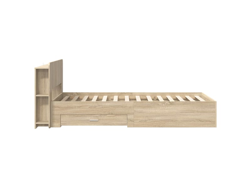  Lit simple- lit adulte -  cadre de lit avec rangement chêne sonoma 100 x 200 cm  - Conforama C