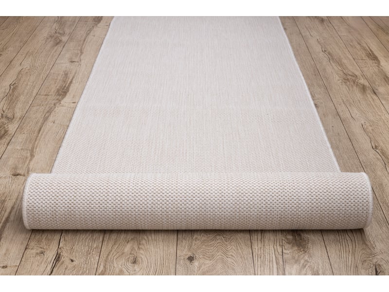 Le tapis de couloir sizal sion mélange tissé à plat crème 70cm 70x250 cm  - Conforama E