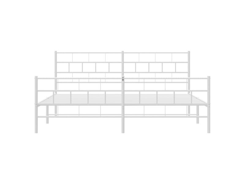  Lit double- lit adulte -  cadre de lit métal sans matelas et pied de lit blanc 200x200 cm  - Conforama D
