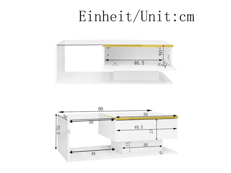  Table basse rectangulaire blanc - 50x90 cm led table basse blanc - Conforama C