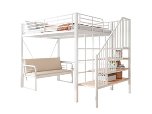 Lit mezzanine 140x200 cm MEUBLIV coloris blanc