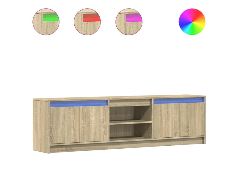 Meuble tv - banc tv - meuble de rangement avec led chêne sonoma 180x34x50 cm bois d'ingénierie - Conforama A