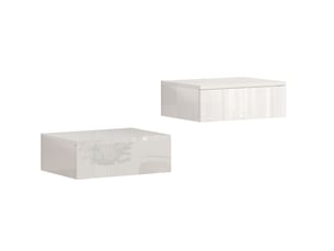 Ensemble de 2 tables de nuit flottantes, design mural, tiroir, pour chambre à coucher, panneaux de particules, blanc