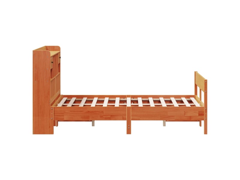 Lit double- lit adulte - lit bibliothèque sans matelas marron 135x190 cm pin massif - Conforama D