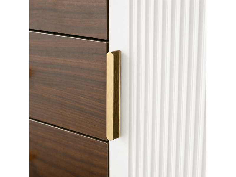  Meuble tv 180x40x46 cm en mdf avec 3 tiroirs et 3 portes blanc chicfurn  - Conforama E