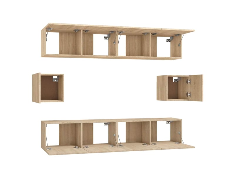  Ensemble de meubles tv - banc tv - meuble de rangement 6 pcs chêne sonoma bois d'ingénierie  - Conforama E