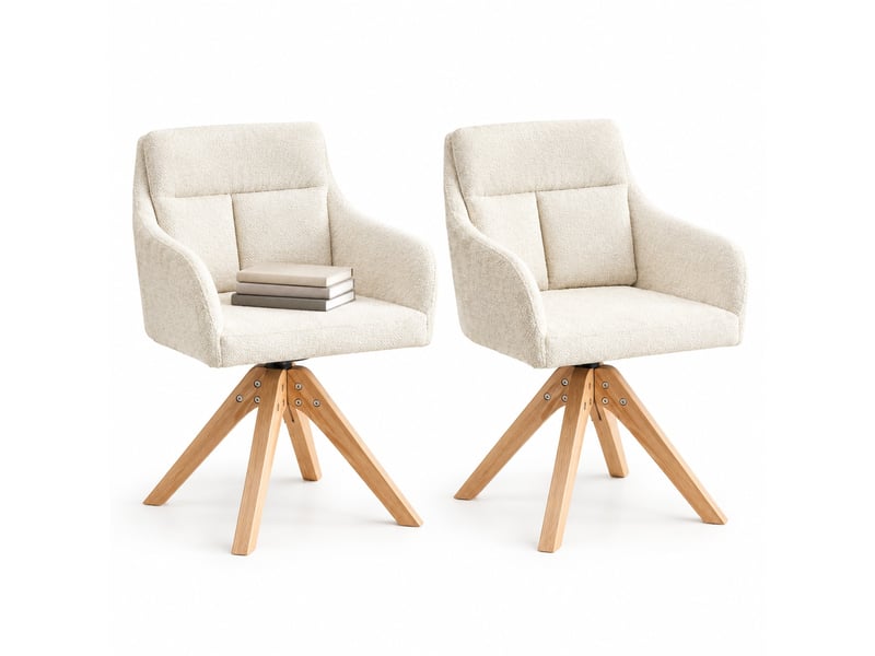  Lot de 2 chaises de salle à manger,45x43x87 cm,pivotantes 360°,velours,beige  - Conforama A