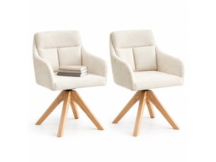 Lot de 2 chaises de salle à manger,45x43x87 cm,pivotantes 360°,velours,beige