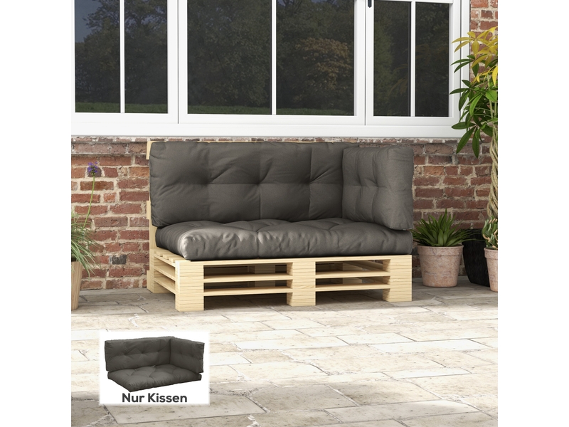  Coussin d'assise pour mobilier de jardin, résistant aux intempéries, capitonné, 120 cm x 80 cm x 12 cm, gris  - Conforama D