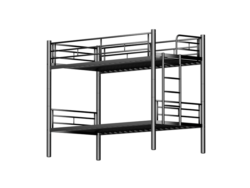 Lit superposé enfant 90x190 cm noir en métal, transformable en 2 lits simples, sommier réglable inclus - Conforama D