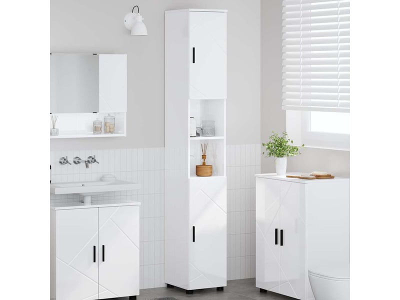  Cabinet de salle de bain, armoire salle de bain blanc brillant 30 x 35 x 192 cm cf65244  - Conforama B