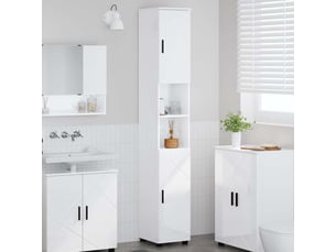 Cabinet de salle de bain, armoire salle de bain blanc brillant 30 x 35 x 192 cm cf65244