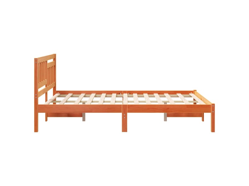 Lit double- lit adulte - cadre de lit avec tête de lit brun 140 x 190 cm pin massif - Conforama D