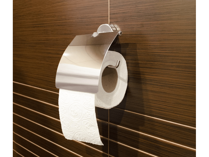  Porte-rouleau de papier toilette, fixation auto-adhésive ou par vis, acier inoxydable ,argenté (avec couvercle)  - Conforama B
