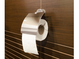 Porte-rouleau de papier toilette, fixation auto-adhésive ou par vis, acier inoxydable ,argenté (avec couvercle)