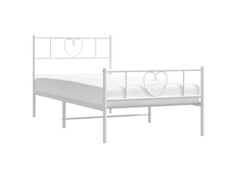 Lit simple- lit adulte - cadre de lit métal sans matelas avec pied de lit blanc 90x190cm - Conforama B