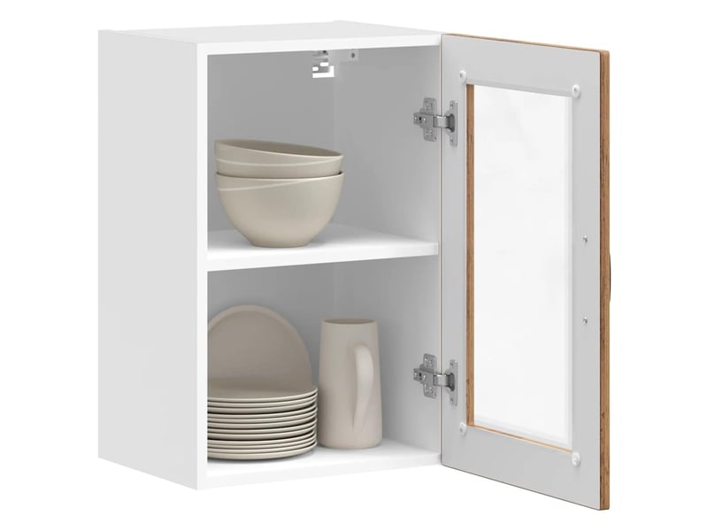 Armoire murale de cuisine avec porte en verre porto vieux bois shl7990 - Conforama E