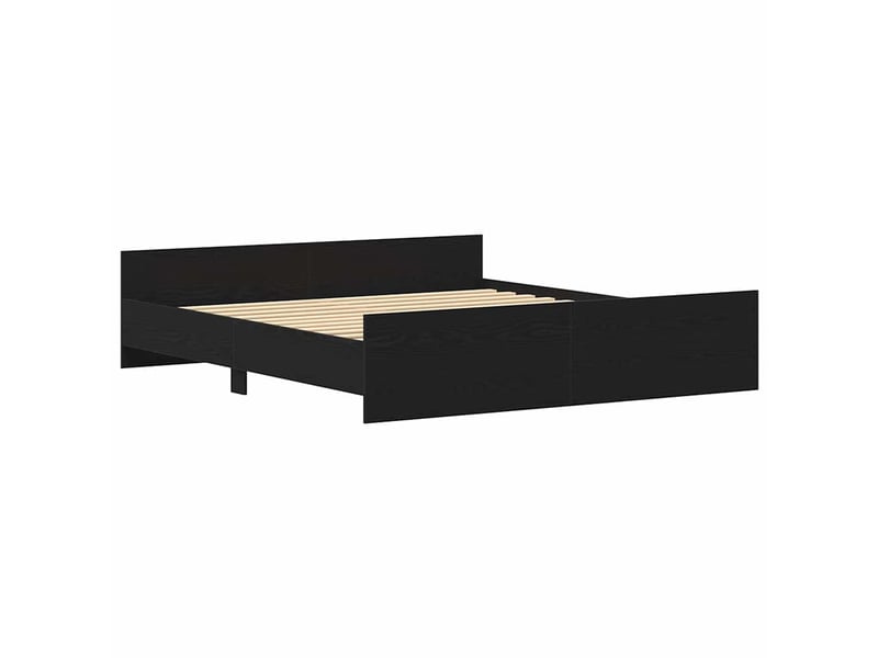  Lit double- lit adulte -  cadre de lit sans matelas en chêne noir 200x200 cm bois d'ingénierie  - Conforama D