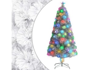Sapin de noël, arbre de noël artificiel pré-éclairé blanc 120 cm fibre optique
