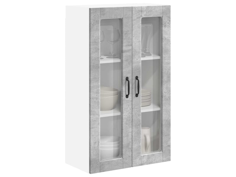  Meuble mural de cuisine, cabinet en verre mural gris béton 60x31x100cm shl3109  - Conforama C