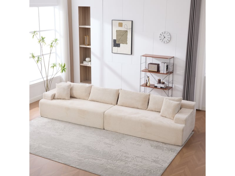  Canapé modulable ivoire en tissu chenille, canapé sectionnel confortable avec mousse 30d pour salon  - Conforama R