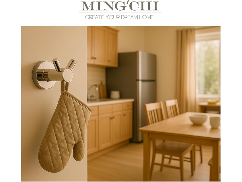Sakae porte-manteau mural double corne, acier inox chromé, charge 15 kg (perçage requis) - salle de bain, cuisine - Conforama B