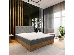 Lit avec rangement 180x200 cm <strong>MASSENO</strong> <strong></strong> coloris gris