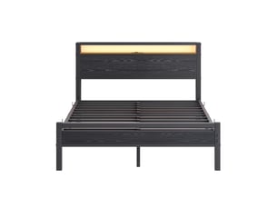 Lit avec rangement 140x190 cm KORFEE coloris noir