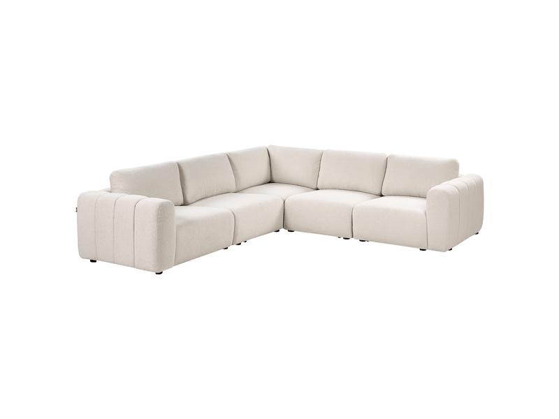 Canapé d'angle modulable 5 places kivvik bouclé blanc cassé côté droit  - Conforama E