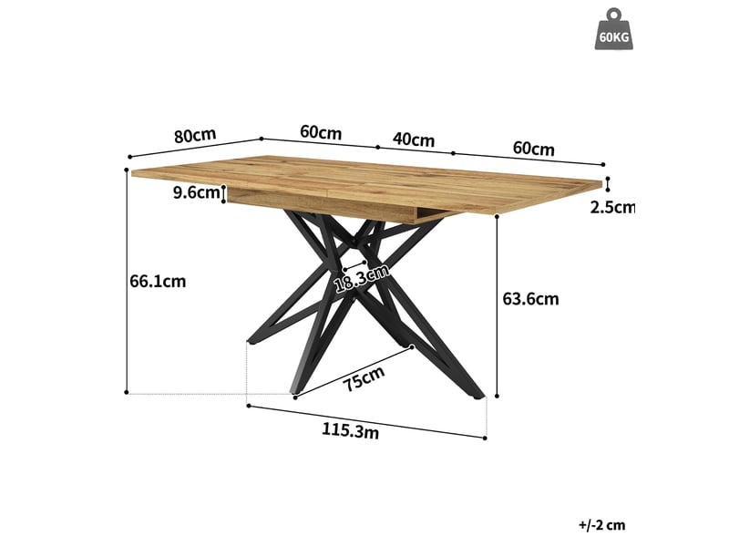  Ensemble table et chaises avec table extensible et 4 chaises, plateau bois foncé, tissu gris foncé, en mdf et métal  - Conforama E
