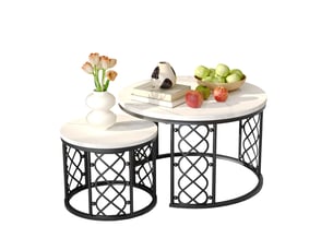 Lot de 2 tables basses gigognes avec plateaux effet marbre