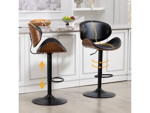 tabouret de bar assise réglable en hauteur <strong>STILVORA</strong> - noir hauteur d'assise 59 cm vendu Par paire