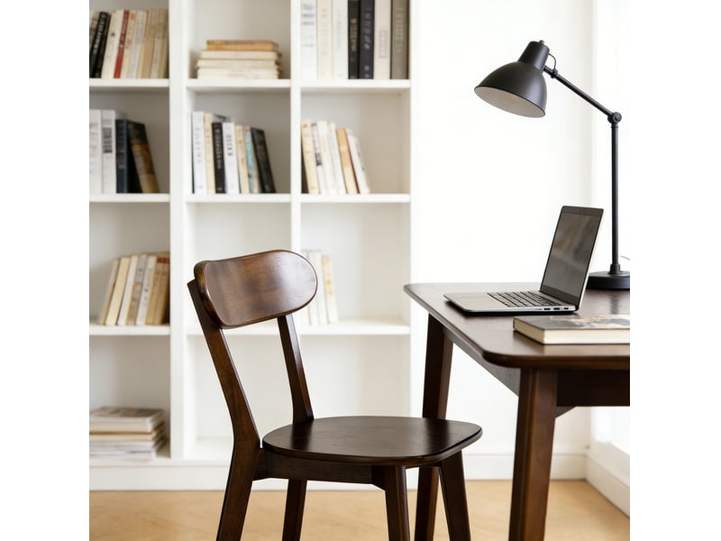 Chaise de salle à manger tcqpz lot de 2 style mid-century modern dossier courbé bois noyer  - Conforama C