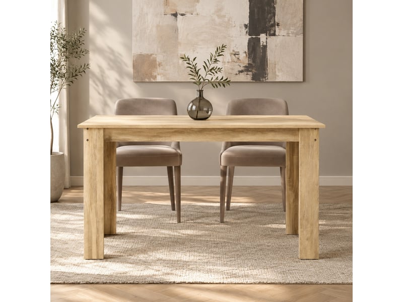  Table à manger 120 x 69 cm en panneaux de particules, finition chêne clair  - Conforama B