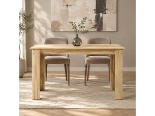 Table à manger 120 x 69 cm en panneaux de particules, finition chêne clair