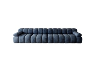 Canapé 4 places 400 x 100 cm – bleu – mousse haute élasticité, tissu chenille, livré compressé sans montage