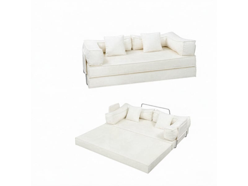  Canapé convertible - canapé multifonctionnel, canapé rembourré convertible en siège inclinable avec dossier, beige  - Conforama D