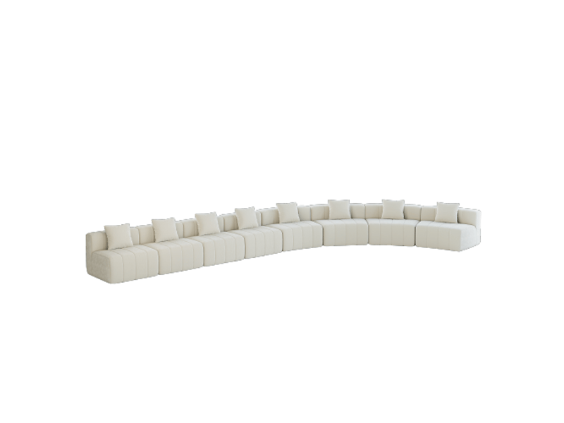  Canapé modulable en chenille courbé - demi-cercle, 2 coussins, module symétrique pour salon, chambre, bureau  - Conforama A