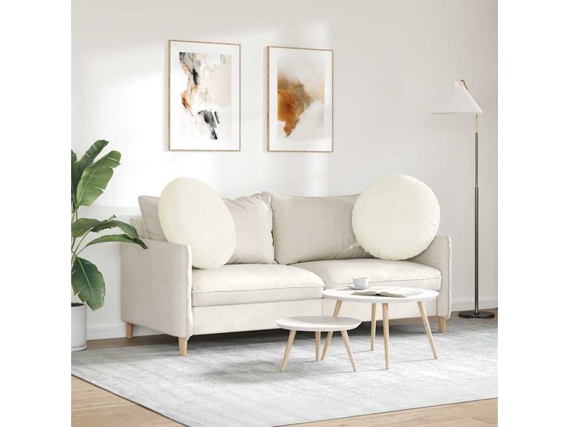 Lot de 2 coussins de siège, coussins décoratifs velours crème ø 80 x 29 cm cf59889  - Conforama D