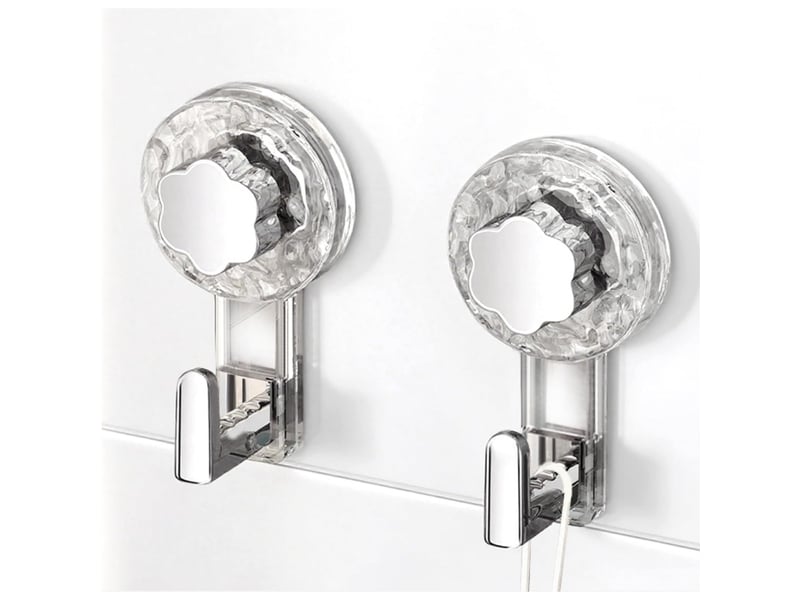  Crochet ventouse salle de bain (clear+silver, ) |  crochet mural sxtra forte suction hooks pour douche cuisine torchon toilette  - Conforama A