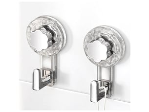 Crochet ventouse salle de bain (clear+silver, ) | crochet mural sxtra forte suction hooks pour douche cuisine torchon toilette