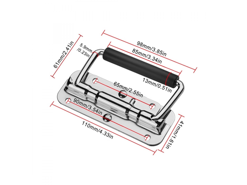  4 pièces de poignées pliantes pour caisses : avec ressort, argentées, 110 mm, pour valises, flight cases, mallettes et caisses à outils  - Conforama C