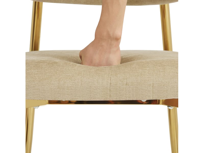 Lot de 4 chaises repas 51x50x81 cm, style moderne, assise rembourrée, patins réglables, métal et bois, marron et doré - Conforama E