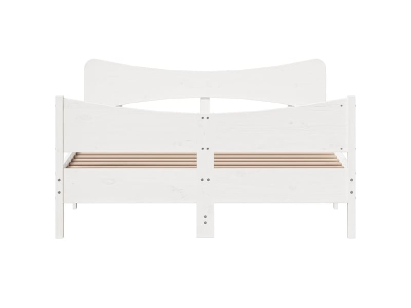 Lit double- lit adulte -  cadre de lit sans matelas blanc 135x190 cm bois de pin massif  - Conforama C